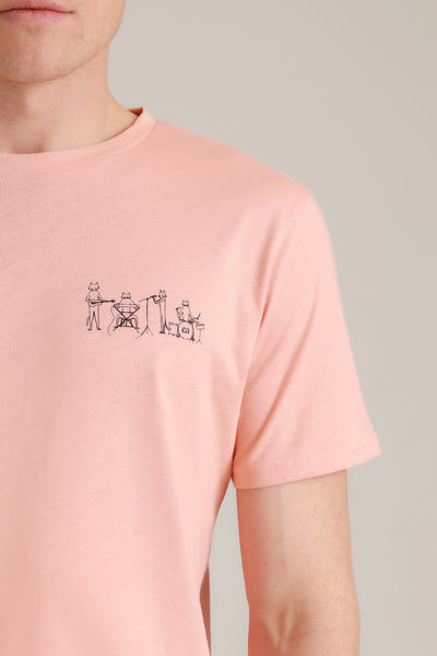 T-Shirt Men Cat Band Coral Cloud