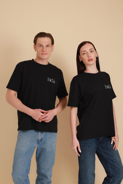 Unisex Oversized T-Shirt Cat Band Black