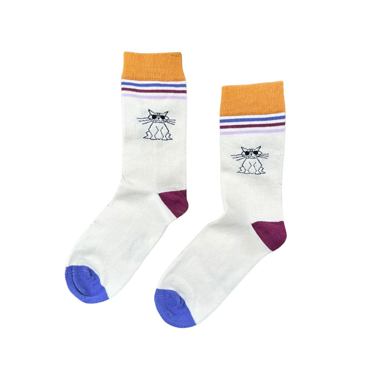 Cool Cat Stripes – Bio-Baumwollsocken mit Streifen & Katzen-Attitüde - Ungerade Wien