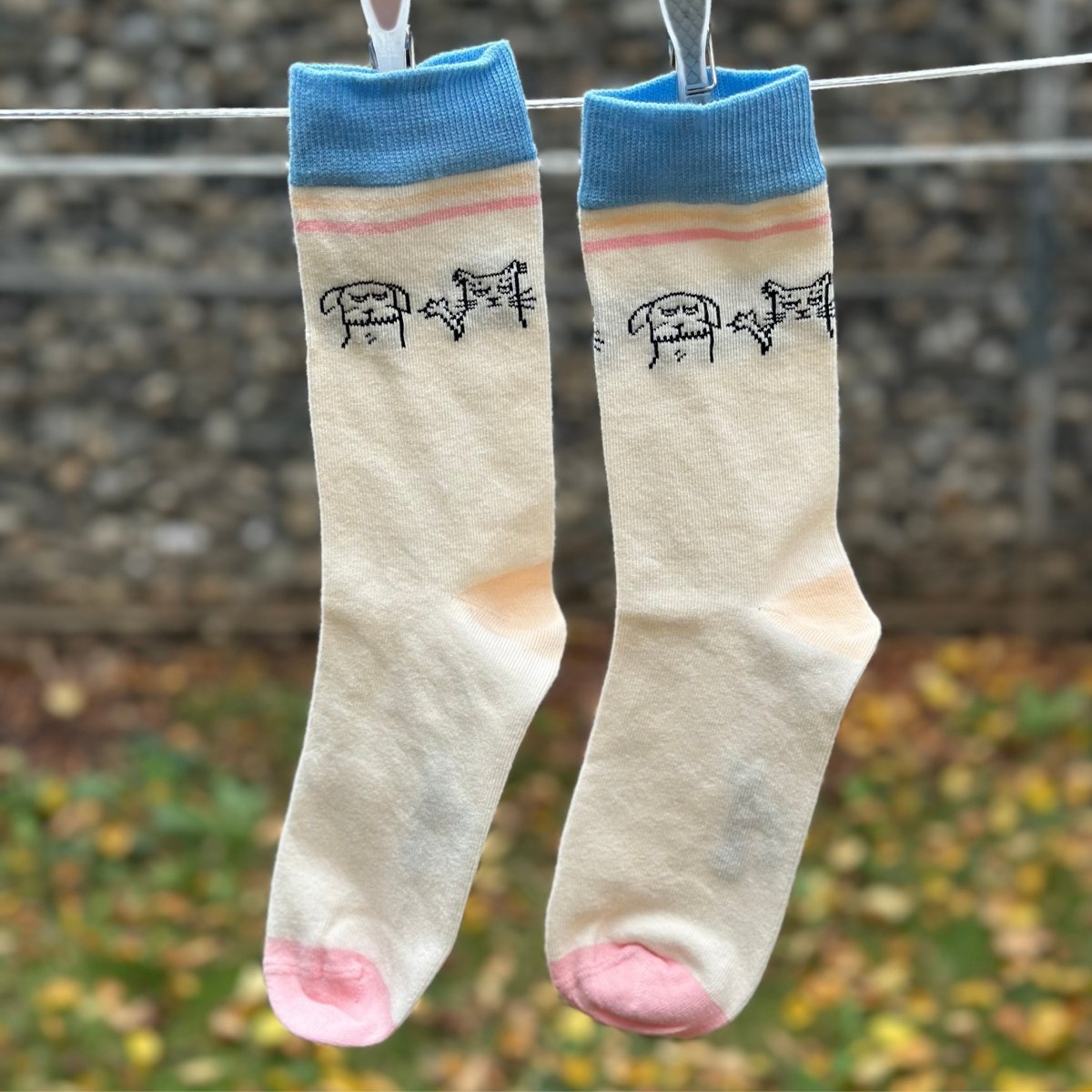 Dog & Cat Friends – Bio-Baumwollsocken über Freundschaft mit Pfiff - Ungerade Wien