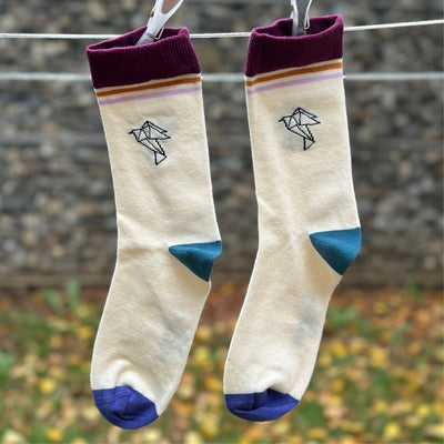 Origami Bird – Bio-Baumwollsocken mit Symbol für Freiheit & Kreativität - Ungerade Wien